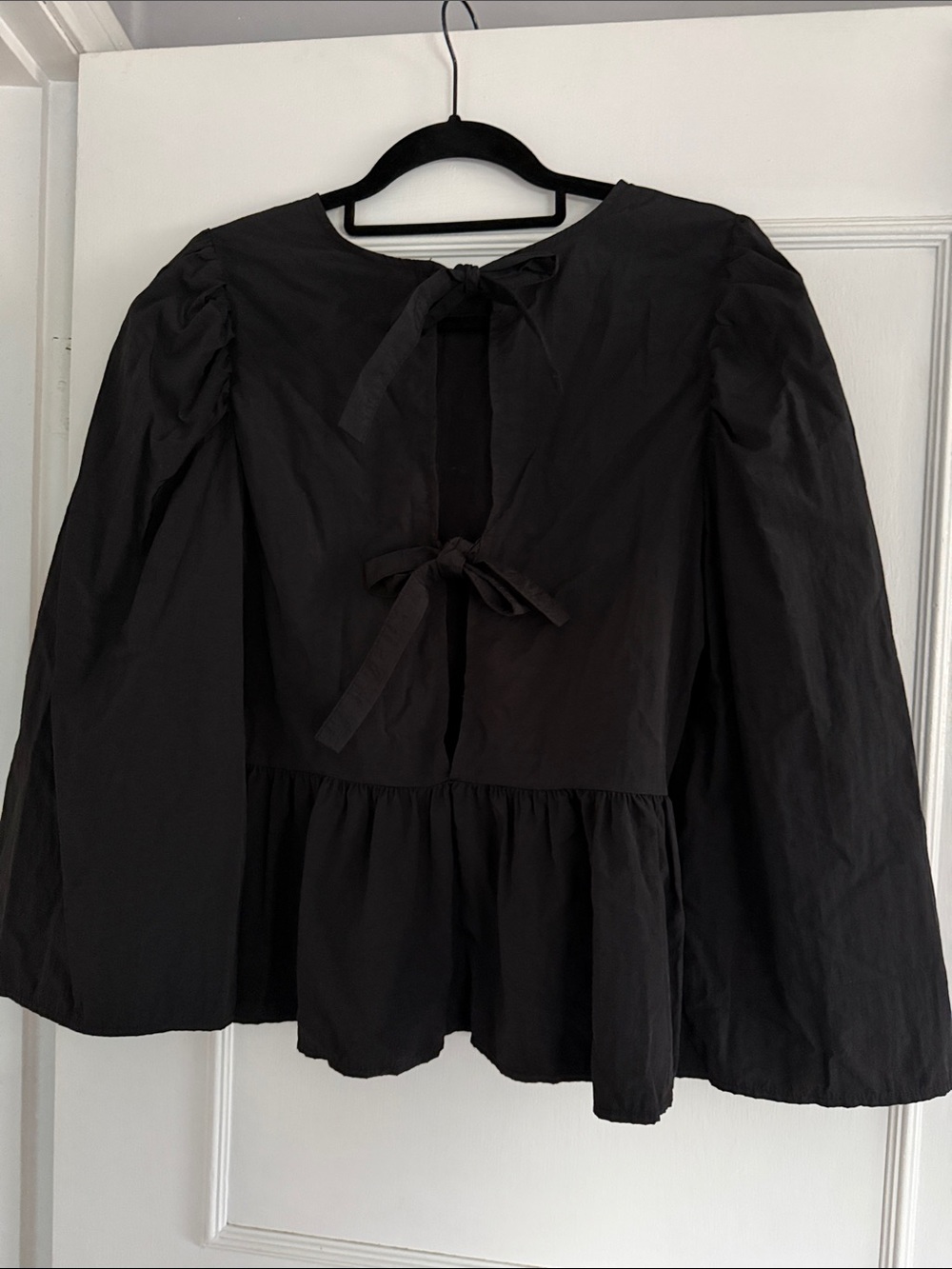 Black Peplum Bell-Sleeve Top H&M